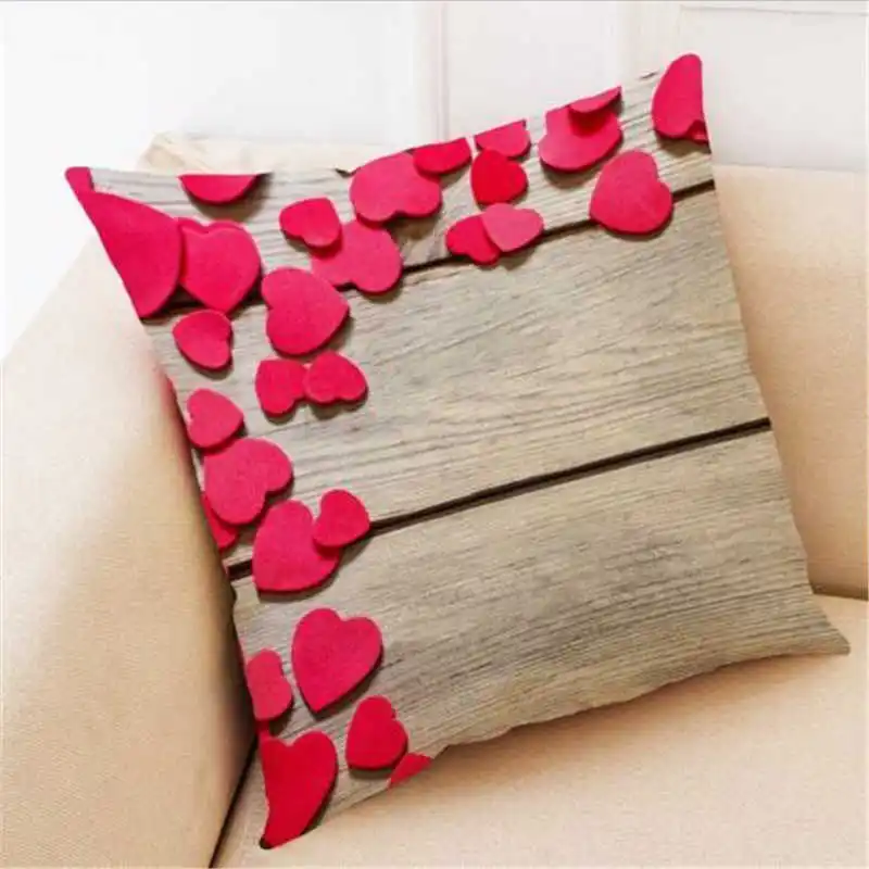 Наволочка для подушки в форме сердца на День святого Валентина хлопковая льняная