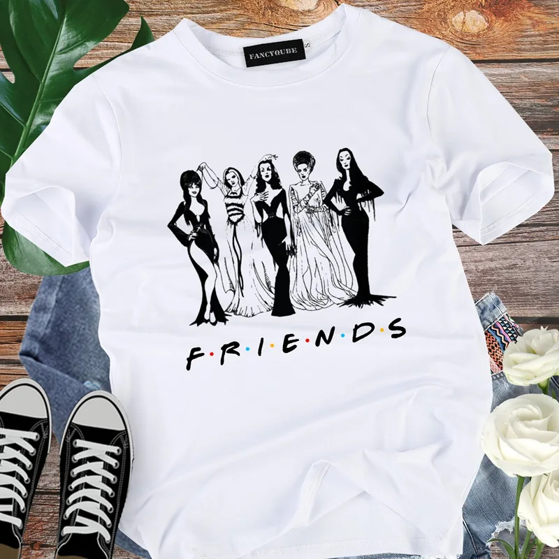 Футболка с готическим рисунком Friends Tee Harajuku женская футболка с буквенным принтом с коротким рукавом и круглым вырезом Женские топы