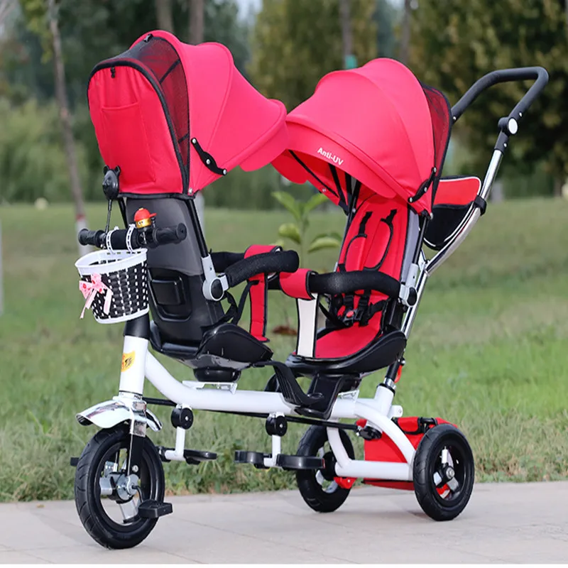 Triciclo infantil Дети трехколесный велосипед двойной детская коляска из светильник 3