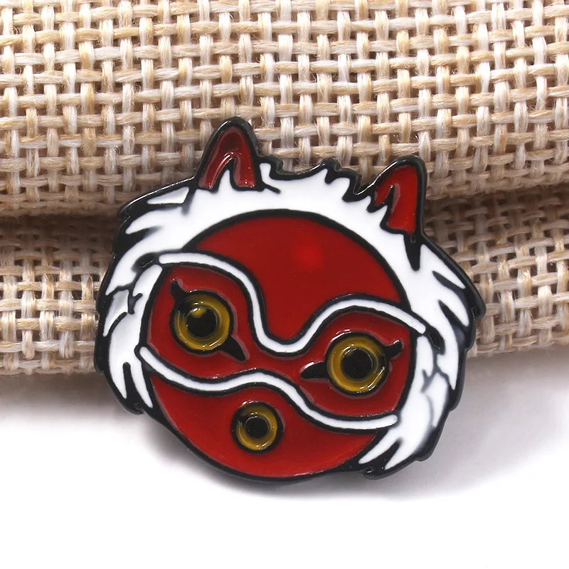 

Anime Princess Mononoke Mask brooch two-dimensional Japanese Cartoon badge pin bag decoration for Boys or Girls Birthday Gifts