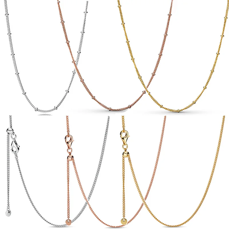 Подвеска цепочка из натурального розового золота с бусинами и панцирной