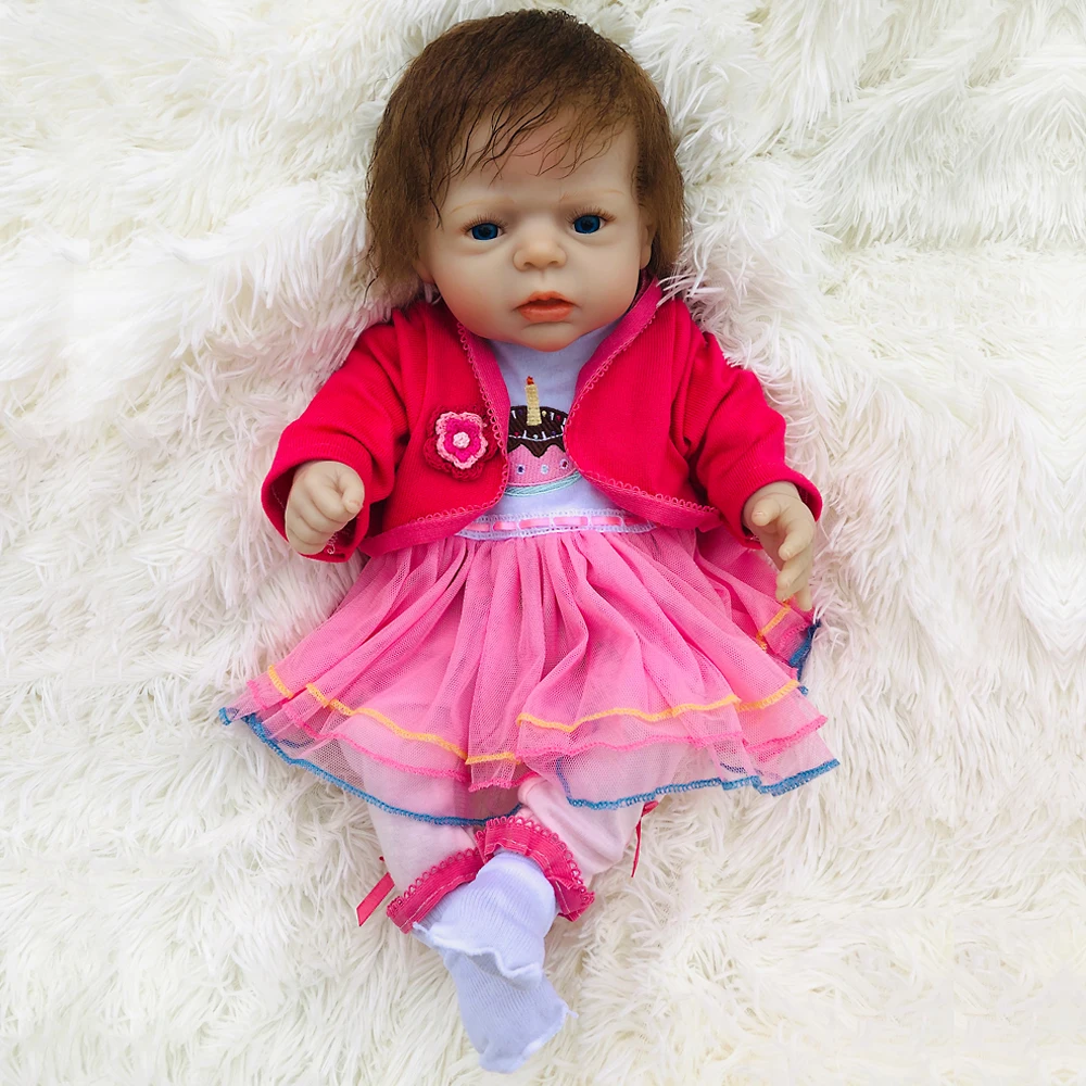 Кукла реборн девочка 55 см настоящая силиконовая кукла реборн Bebe живая кукла с розовым платьем Bonecas bebes Reborn de силиконовая настоящая игрушка подарок