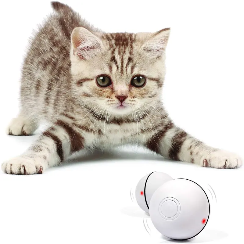 

Игрушечный мяч для кошек, интеллектуальная интерактивная игрушка для домашних животных, перезаряжаемая через USB, с поворотом на 360 градусов,...