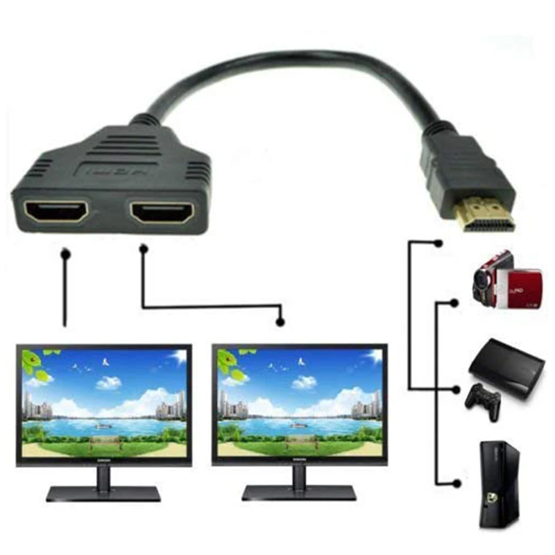 1080P 1 в 2 из совместимому с HDMI сплиттер адаптер Папа мама конвертер видео кабель