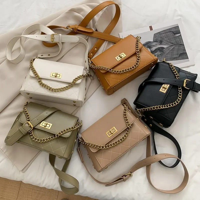 

High Sense of Lady Bag 2021 Summer New Trendy Rhombus Chain Handbag Fashion One-shoulder Messenger Bag Small Square Bag