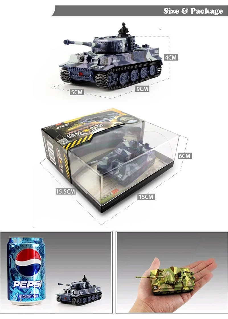1:72 Немецкий тигр танк дистанционного управления Радиоуправляемый мини-танк с