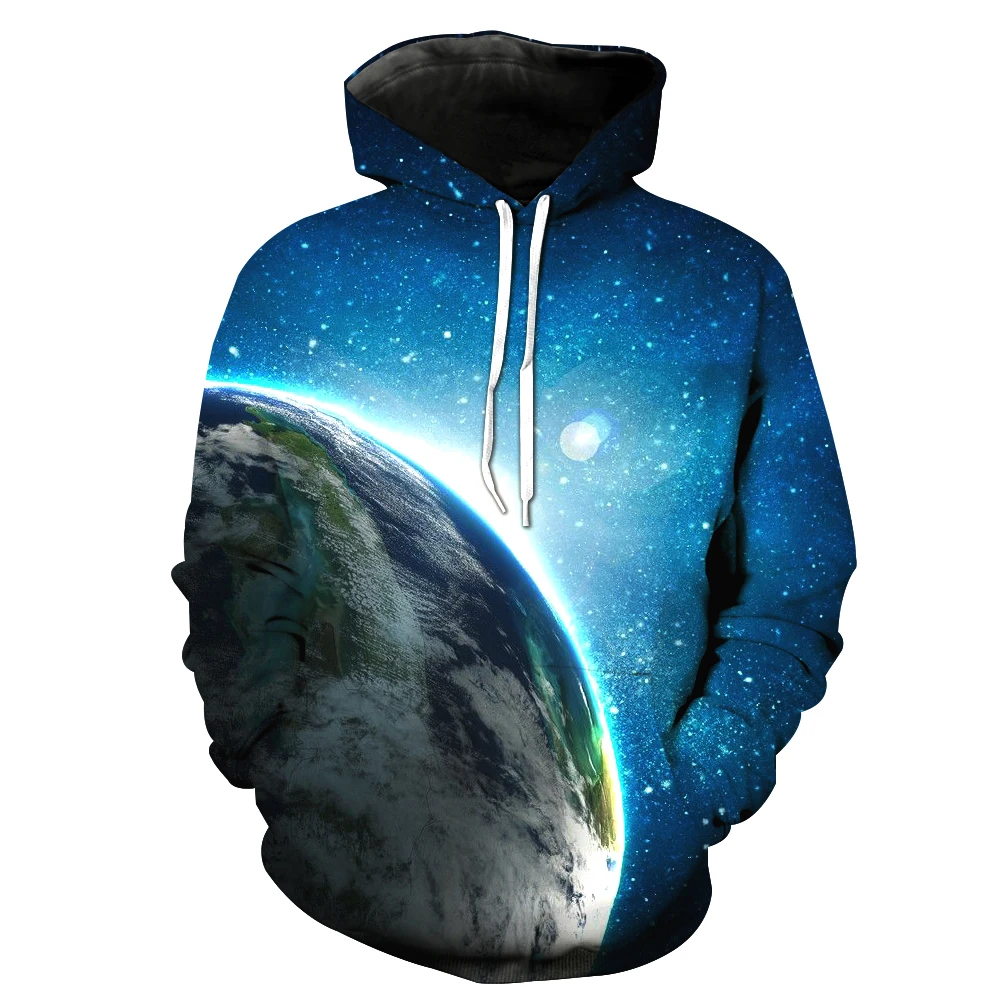 

Autumn Spring Men's hoodies Pull Over S To 3XL Red Galaxy Space Casual Hoodies Plus Size