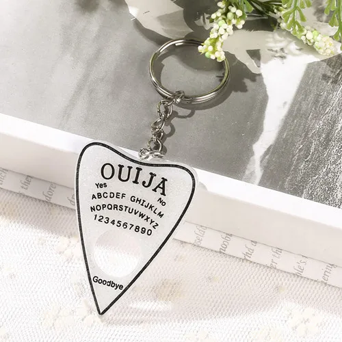 1 шт. цепочка для ключей для сумки Ouija Planchette амулеты градиентная смола доска брелок для женщин - Цвет: glitter white