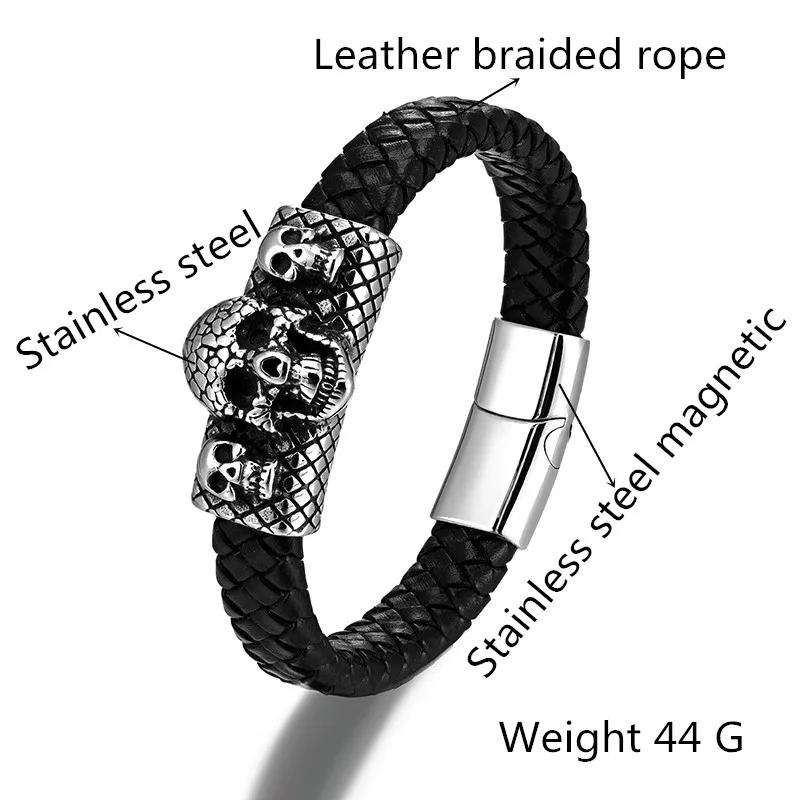 Мужской браслет из нержавеющей стали в готическом стиле с магнитной застежкой