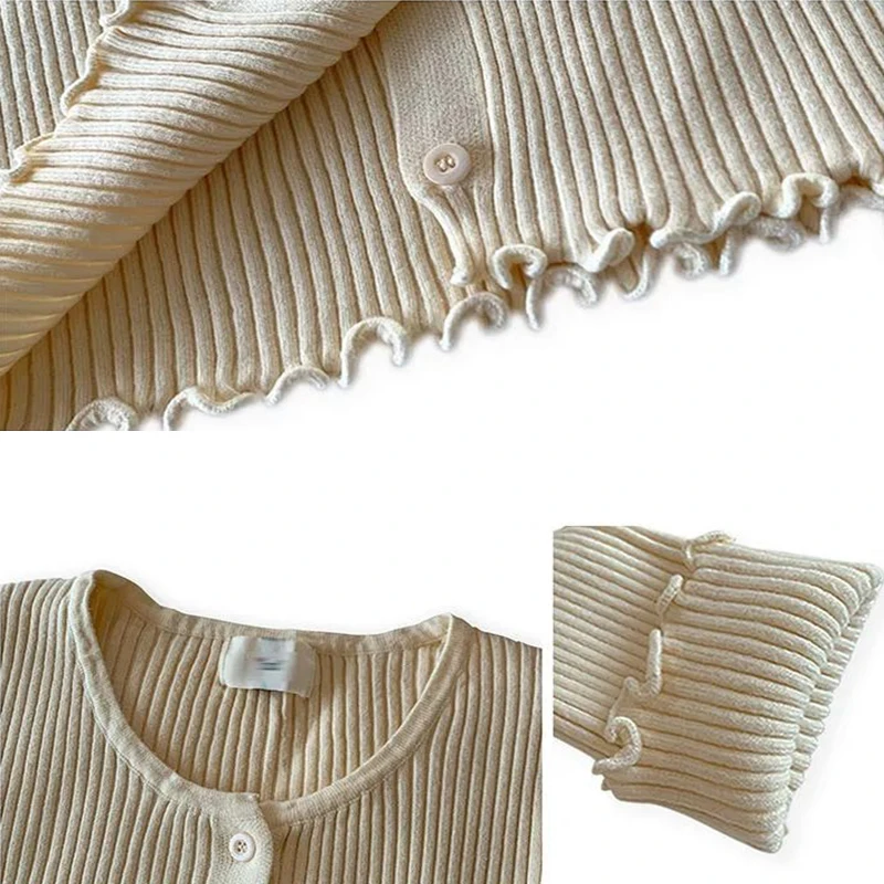 

Cardigan Women Knitted Outwear Sweater Solid Leisure Elegant Slim Fashion Ribbed Womens Jumpers Spring Spring All-match Ulzzang