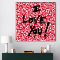 pop art i love you letter canvas paintings graffiti wall street art posters and prints cuadros pictures for home decor