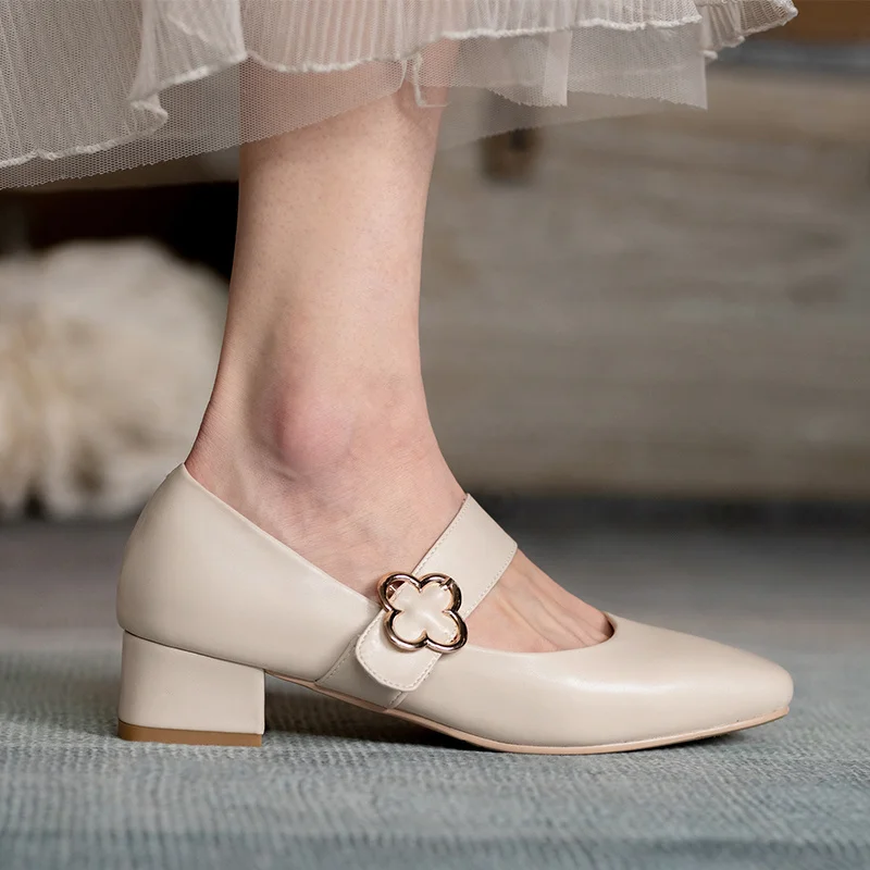 

31 Versatile 32 Small 33 Women's Shoes Hepburn Mary Jane Fairy Thick Heel Medium Large 41-43