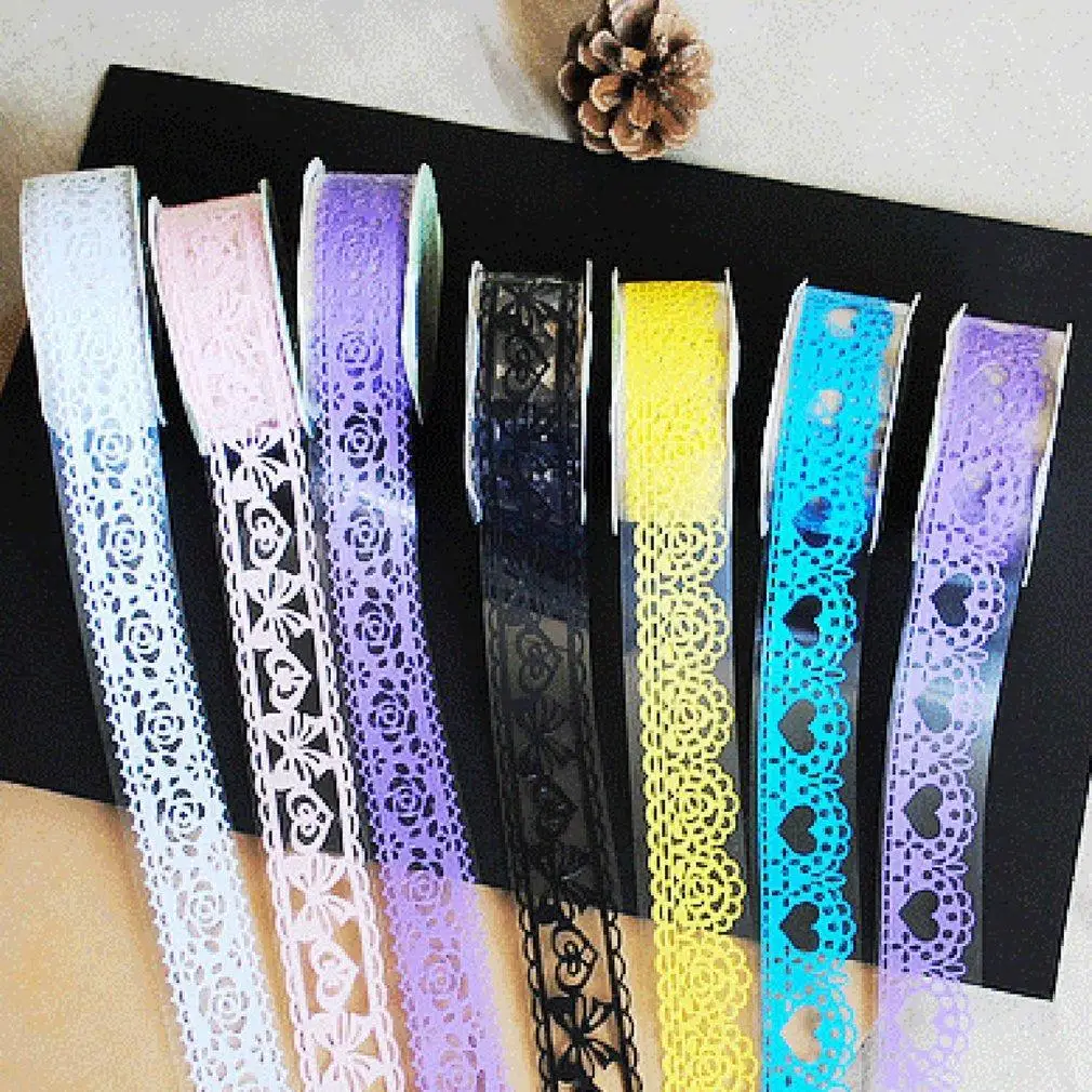 Яркие цвета кружева украшения скрапбук самоклеющиеся наклейки фотоальбом лента