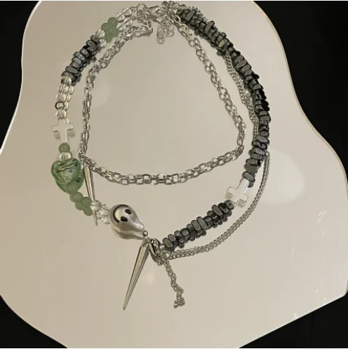 

Многослойная цепочка до ключиц ручная работа из бисера Кристалл остекленный камень крест ожерелье цепь для свитера