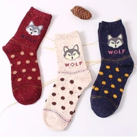 women vintage socks brand retro animals patterns wool socks autumn winter cute cartoon fox owl warm cotton socks christmas gift