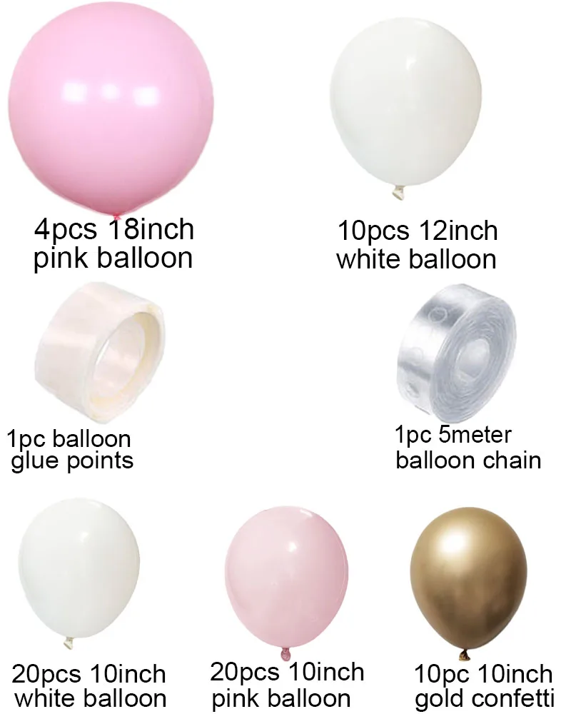 66pcs White Pink Macarons Ballons Pastel Party Candy Balloons 1st 2nd 3th Birthday Decorations Girl Boy Baby Shower Decor | Дом и сад