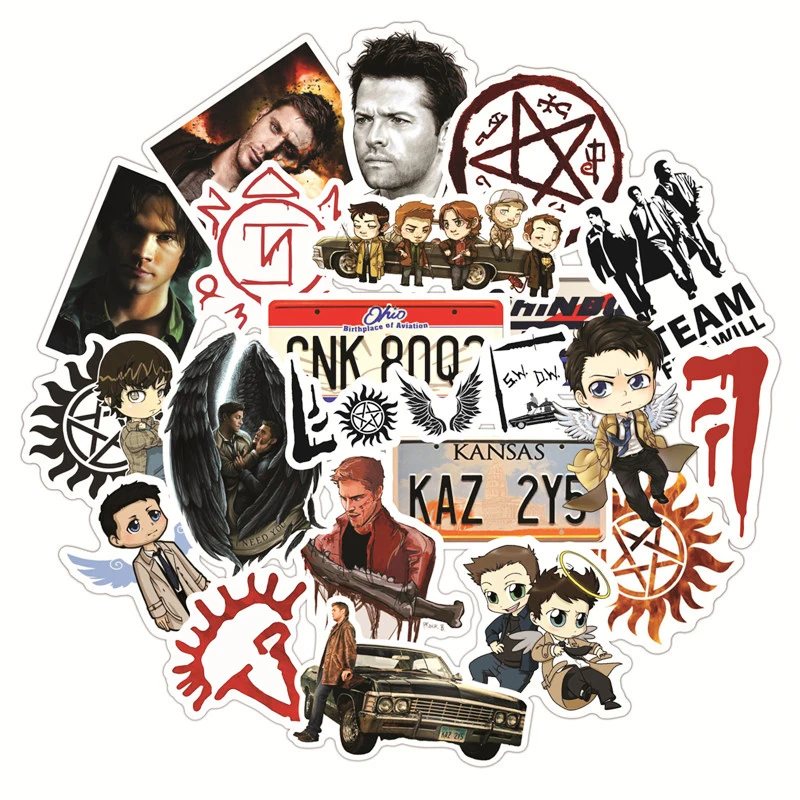 

10/30/50pcs/pack Classic TV Show Supernatural StickersFor Notebook Motorcycle Skateboard Computer Mobile Phone Cartoon Toy Trunk