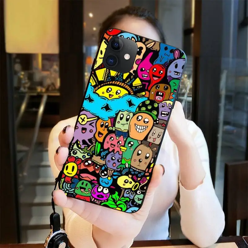 Чехол для телефона CUTEWANAN мягкий черный чехол с рисунком граффити iPhone 11 pro XS MAX 8 7 6 6S