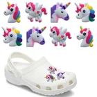 8 шт. Единорог для обуви из ПВХ Подвески Аксессуары Derocations Животные украшений подходят Браслеты с отверстиями для детей, подарок