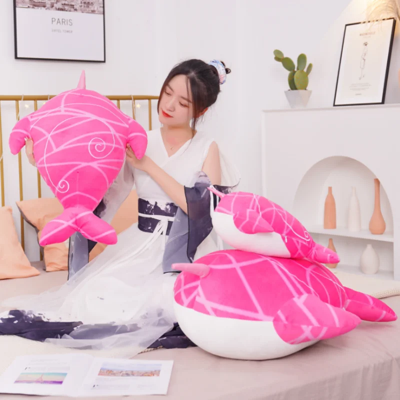 

40/80cm Original God Animation Surrounding Childe Swallow The Whale Doll Lovely Plush Filled Animation Whale Soft Pillow ToyDoll