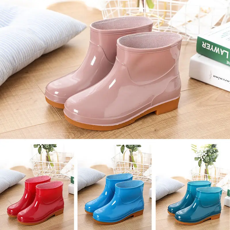 

Solid Rain Boots Woman Water Shoes Women Slip On Keep Warm Non-slip Boots Wash The Car Boots Washing shoes wer45