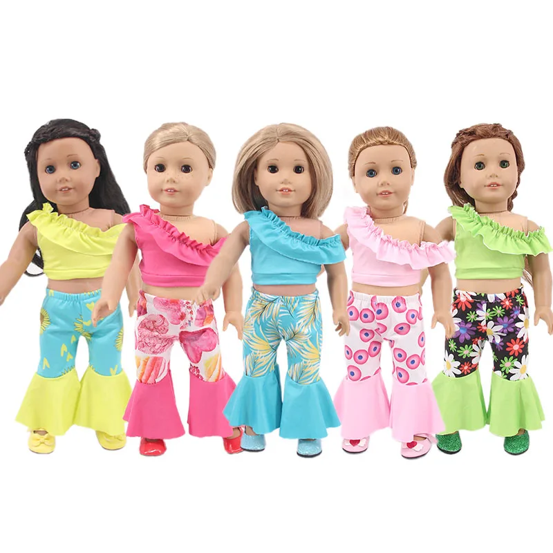 

Off-The-Shoulder Flared Swimsuit Fit 18 Inch American Doll And 43cm Baby New Born Doll，Our Generation ,DIY Gift For Children's