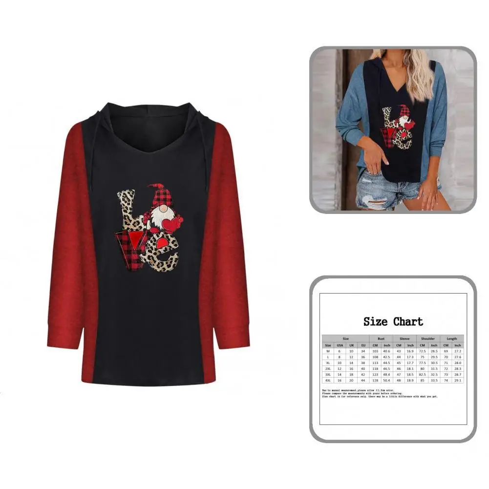 

All Match Fashion Xmas Print Women Drawstring Hooded Shirt for Dating