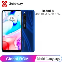 Смартфон Xiaomi Redmi 8 с глобальной прошивкой, 4 ГБ, 64 ГБ, Восьмиядерный процессор Snapdragon 439, двойная камера 12 МП, аккумулятор 6,22 дюйма, 5000 мАч