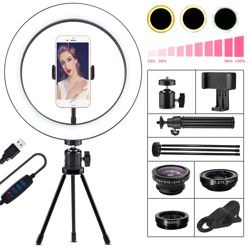 Светодиодный кольцевой светильник Orsda 10 дюймов приглушающий для фотографии Youtube