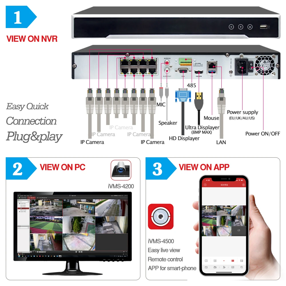 NEW 16CH CCTV System Kit Ultra 8MP Outdoor Security POE Camera with Hikvision 16 POE NVR DS-7616NI-I2/16P Video Surveillance Kit