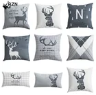 Чехол в скандинавском стиле для декоративных подушек, серый и черный декоративный чехол с оленем для диванных подушек, геометрический чехол для дивана 45x45
