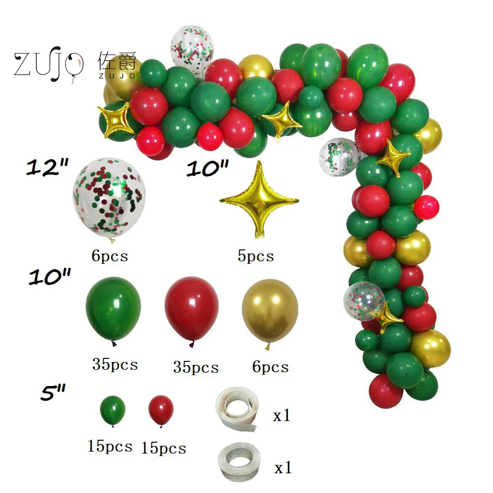 Conjunto de globos de papel rojo y verde para Navidad, adorno para fiesta de navidad-1