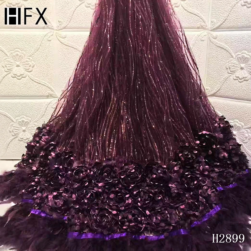 Кружевные Ткани HFX с блестками в африканском стиле 3D кружевная ткань 2019