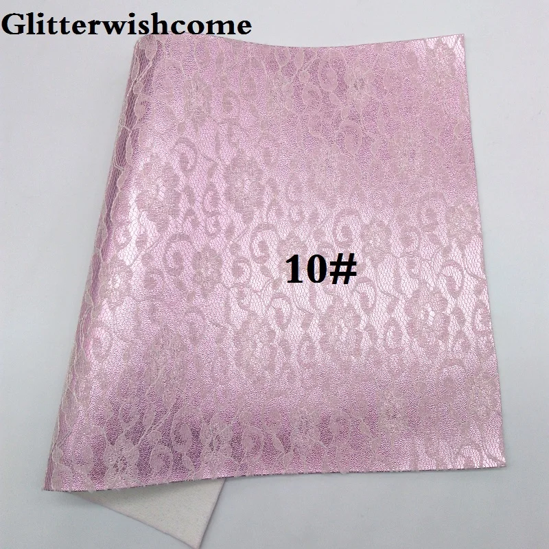 Glitterwishcome 21X29 см A4 размер винил для бантов металлик Синтетическая кожа со стеганым кружевом искусственная кожа листы для бантов, GM093A - Цвет: 10