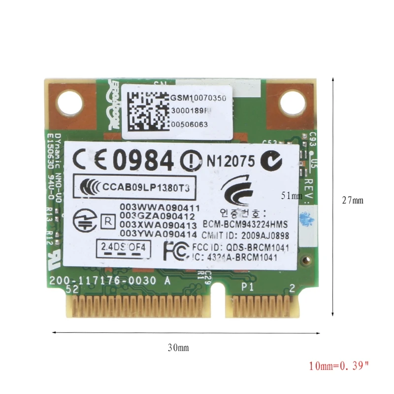 Для hp BCM943224HMS Беспроводная Двухдиапазонная 802 11 a/g/n половинная мини PCI-E Wi-Fi карта -