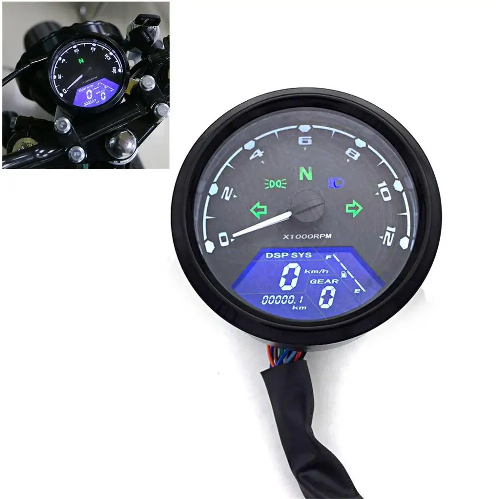 

Motorcycle Meter LED Digita Indicator Light Tachometer Odometer Speedometer Oil Meter Multifunction With Night Vision Dial