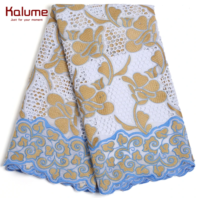 

Kalume 2021 новейшая африканская 100% хлопчатобумажная кружевная ткань с вышивкой, кружево Дубая, нигерийская кружевная ткань из чистого хлопка д...