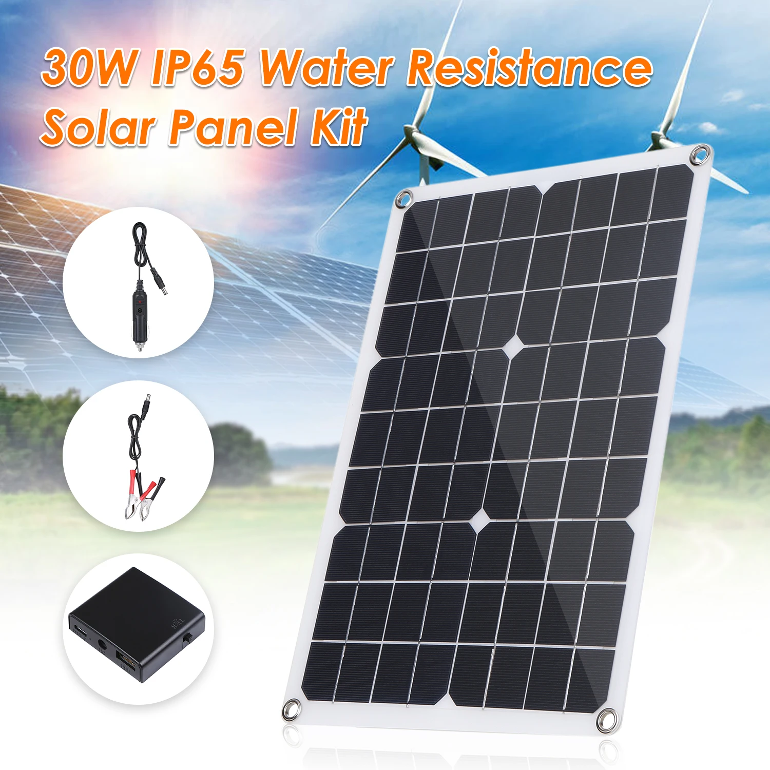 

30W Solar Panel Dual USB Output Solar Cells Poly Solar Panel 10/20/30/40/50A Controller for Car Yacht 12V Battery Boat Charger