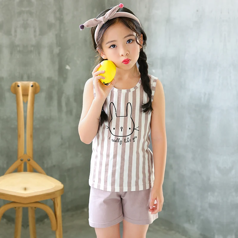 Пижамный комплект для маленьких детей летний детский жилет хлопковая одежда сна