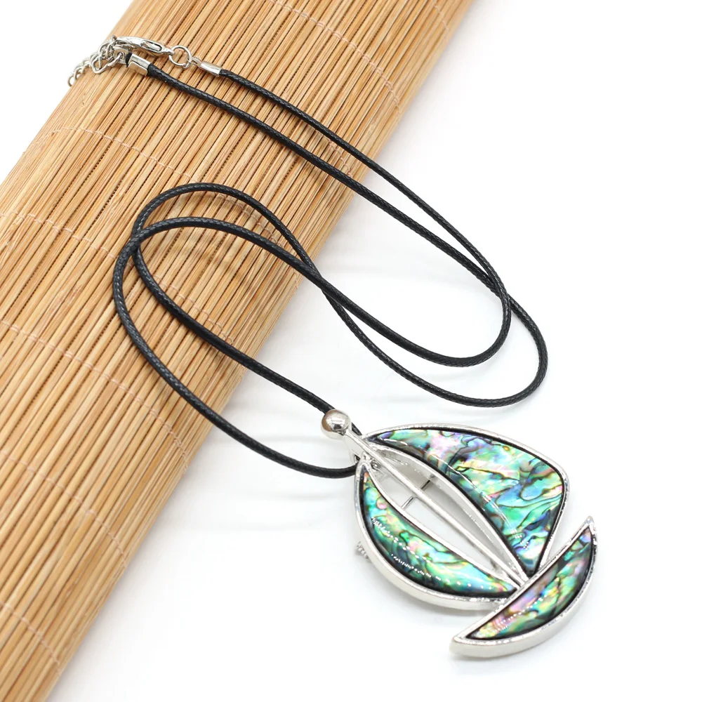 Мода парусник оболочка жемчужное ожерелье Natuarl кулон в виде раковины абалона ожерелья подходит Ювелирная Подарочная Длина 55 см + 5 см Размеры 40x56mm