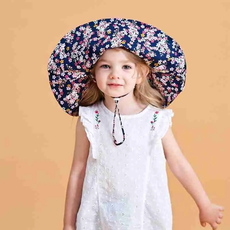 

New Summer Baby Bucket Hat UV Protection Boys Cap Children Panama Outdoor Beach Girls Sun Hat Floral 3-8 years old Fisherman Cap