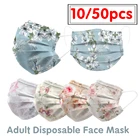 Маска 10 шт. маска для взрослых красивые цветочные принты 3-слойная одноразовая маска для лица маски хирургические маски homologadas op masken