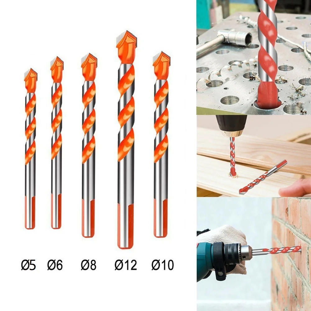 5pcs/set Multifunctional Alloy Tile Drill Bits For Ceramic Glass Wall Drilling For Multi-purpose Drlling On Drywall,wood