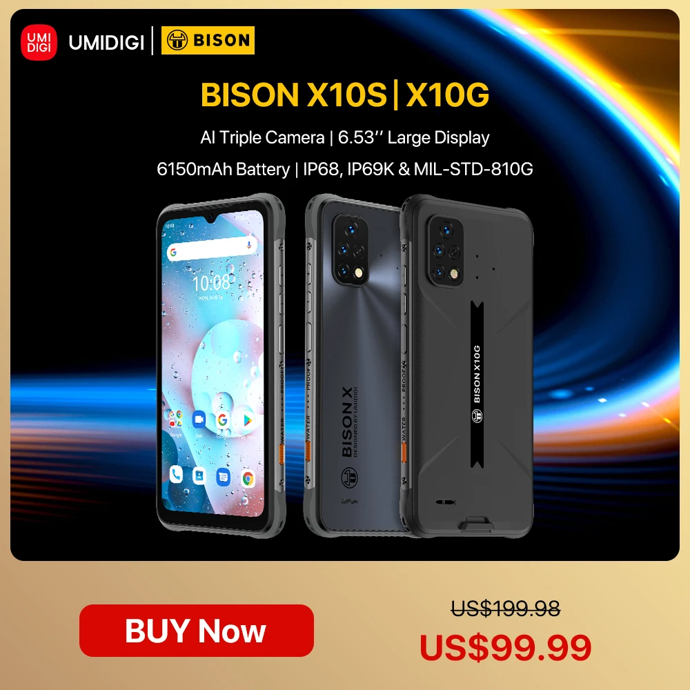 [Premiere] umidigi bison x10s x10g 6150mah bateria versão global smartphone 4gb + 32gb ip68/ip69k impermeável robusto novo telefone (0)