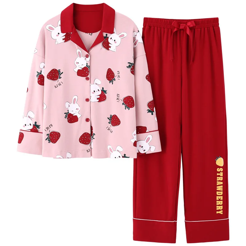

New Style Pajamas Women Autumn Long-sleeved Trousers Princess Girl Student Plus Size Suit Night Suits for Women Homewear 2020