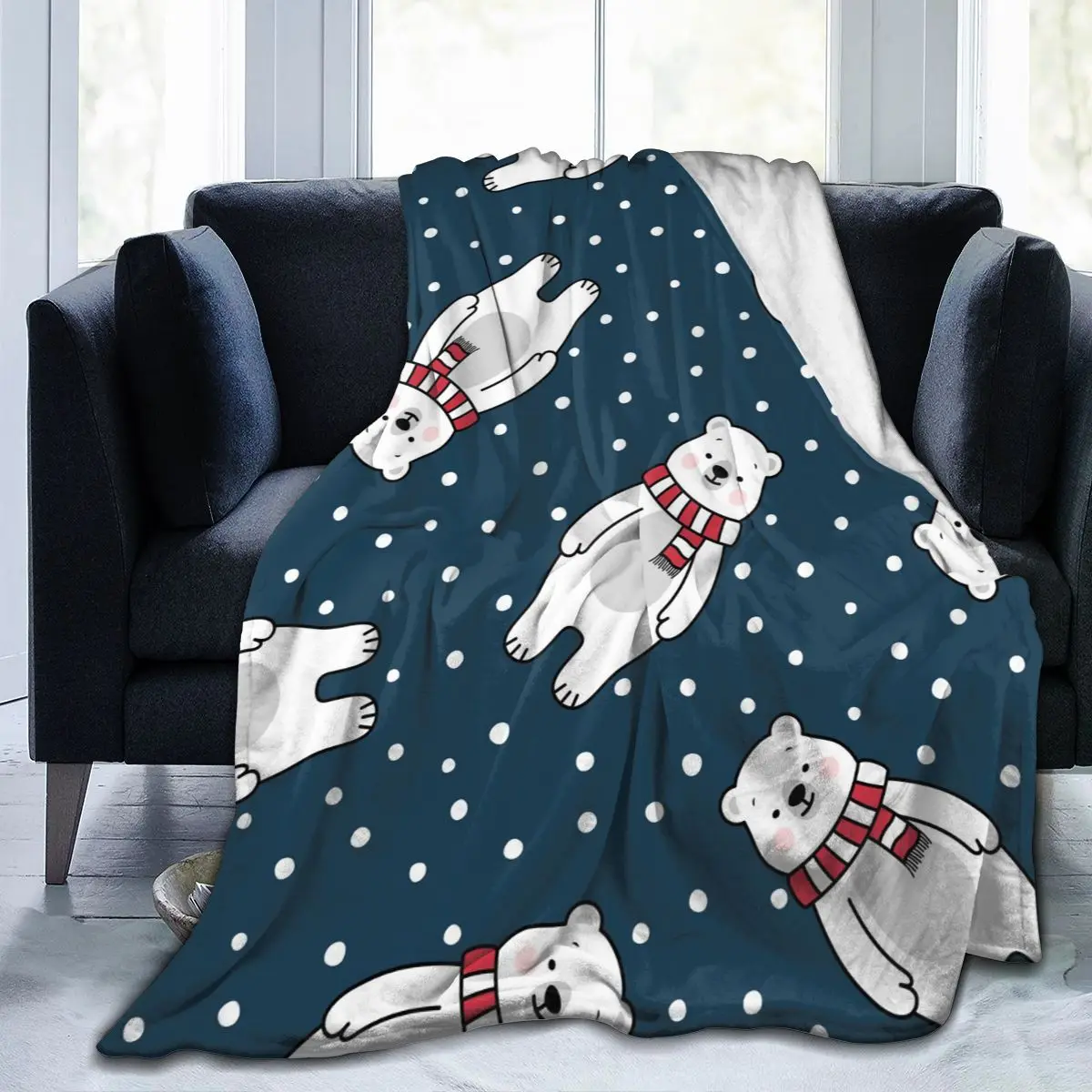 

Мягкое теплое Флисовое одеяло, милый зимний плед для дивана с белым медведем, светильник кие тонкие фланелевые одеяла 3 размера для механиче...
