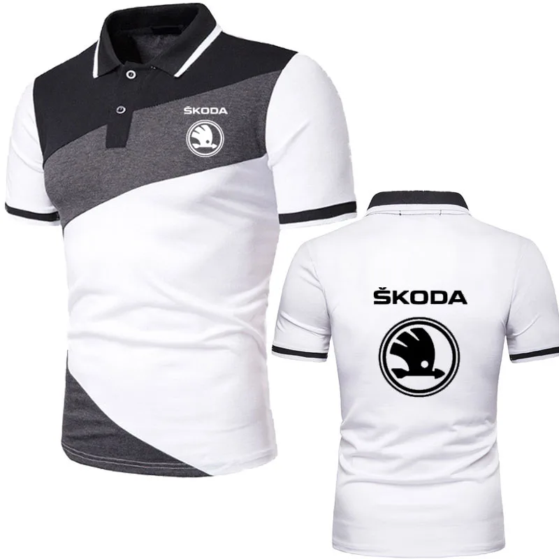 Рубашка-поло мужская с круглым вырезом деловой дышащий топ принтом логотипа