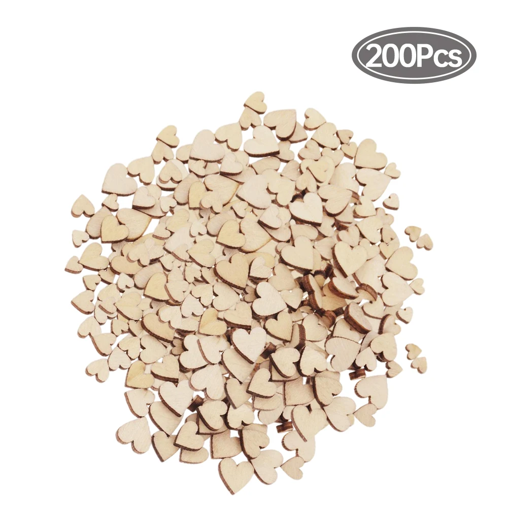 

200/100PCS Wooden Love Heart Natural Mini Heart Shaped Wedding Scatter Wooden Confetti Decor Unfinished Crafts Wedding Ornaments