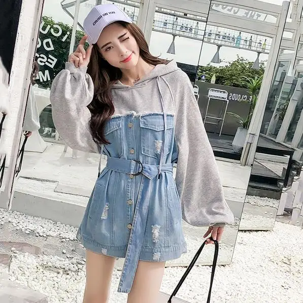 Платье с капюшоном в стиле бойфренда Новое поступление свободный