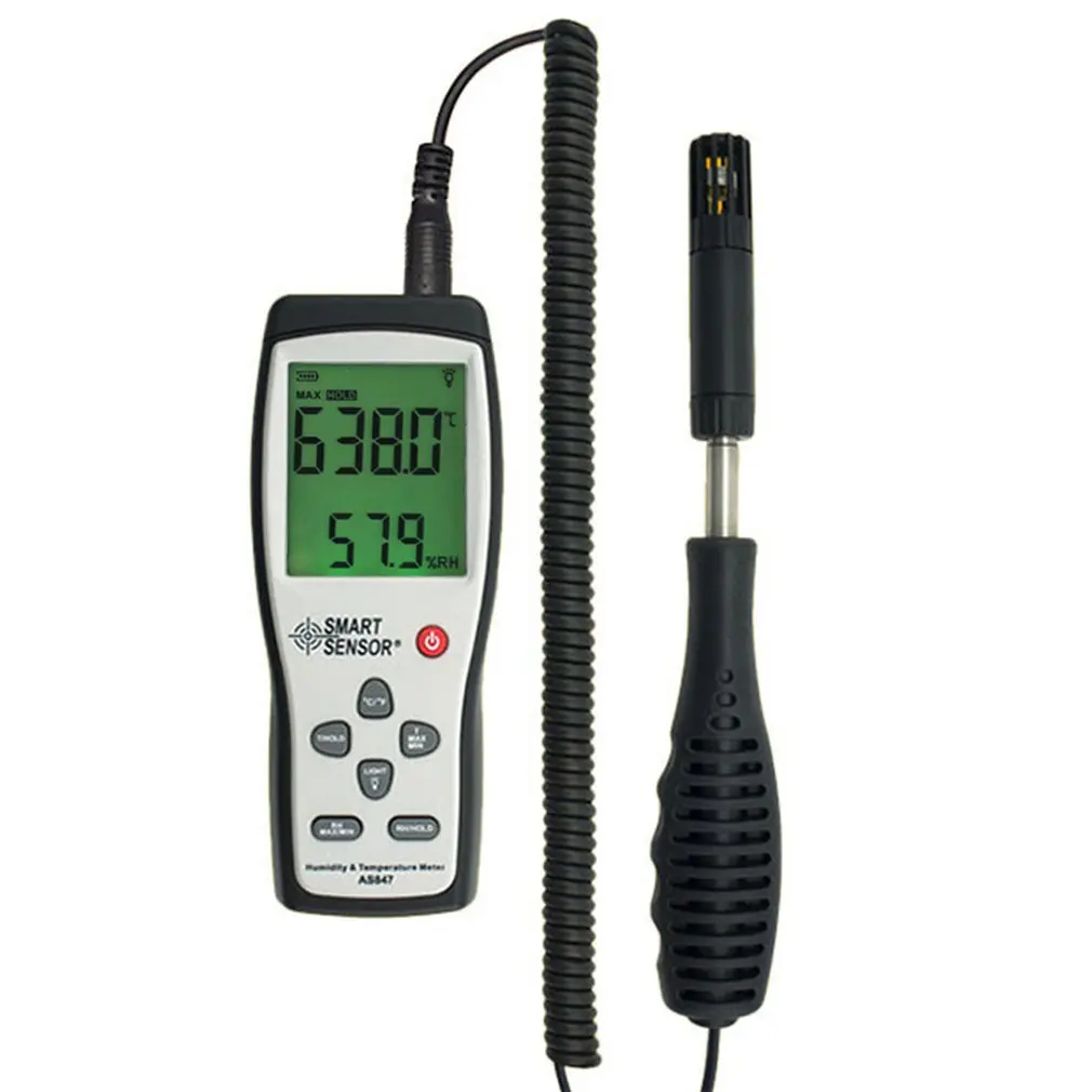 

Умный гигрометр AS847, цифровой измеритель влажности 2-в-1 к с термопарой